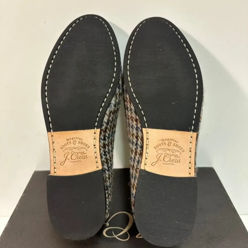 NIB NWOT J. Crew Camden Slip-On Loafer Harris Tweed Houndstooth Wool 8